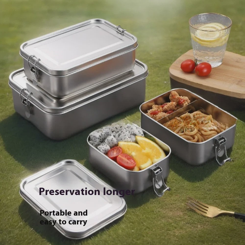 RVS Bento Lunchbox met Afsluitbare Clips - Voedselcontainer voor Werk en School
