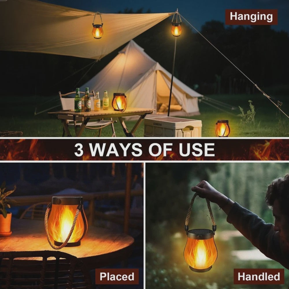 Zonne-energie Vlam Lantaarn - Sfeervolle Decoratie voor Tuin, Terras & Camping