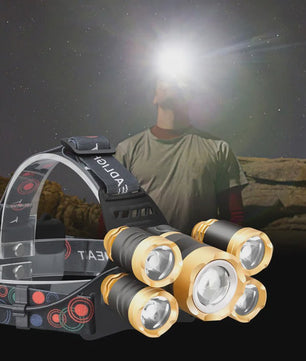 ESMARTER Sensor Hoofdlamp - 5x Super Bright LED, Waterdicht & Krachtig voor Outdoor, Camping, Vissen
