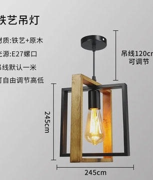 Retro Houten & IJzeren Hanglamp - Stijlvolle Verlichting voor Bar, Restaurant en Huis