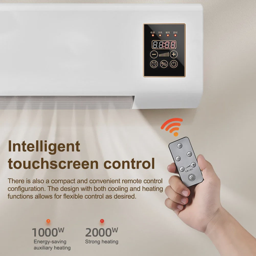 2-in-1 Wandmodel Airco: Koelen, Verwarmen & Ventileren met Afstandsbediening