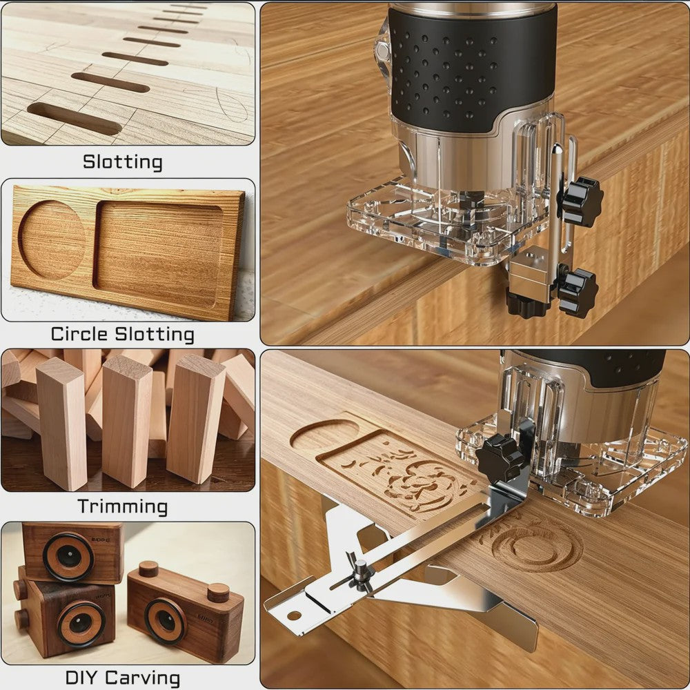 Krachtige Houtfreesmachine 800W - 30000 RPM - Incl. 15 Freesbits & Koffer