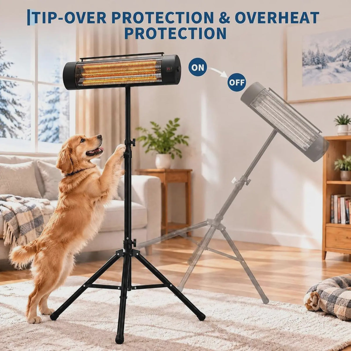 2000W Carbon Fiber Terrasverwarmer: Waterdicht, Afstandsbediening & Timer