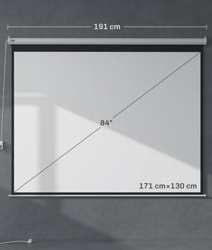 HOMCOM screen video projector 84 inches, 4:3 4K HD motorized and electric projection screen, tv and home cinema projection screen, wall mount or ceiling, order sign and remote control