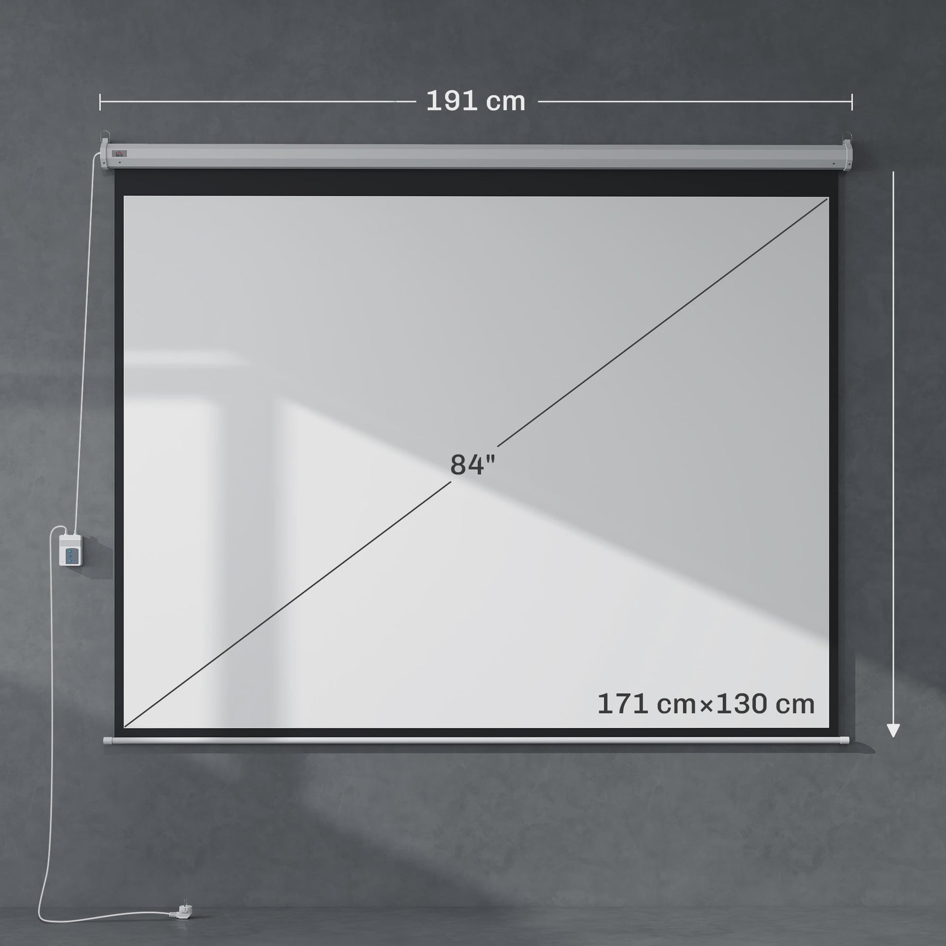HOMCOM screen video projector 84 inches, 4:3 4K HD motorized and electric projection screen, tv and home cinema projection screen, wall mount or ceiling, order sign and remote control