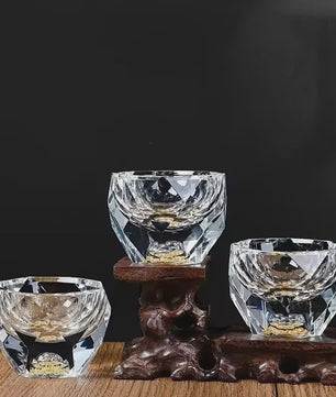 Luxe Kristalglas Shotglas 50ml met Dubbele Bodem en Goudfolie - Perfect voor Vodka, Sake of Thee