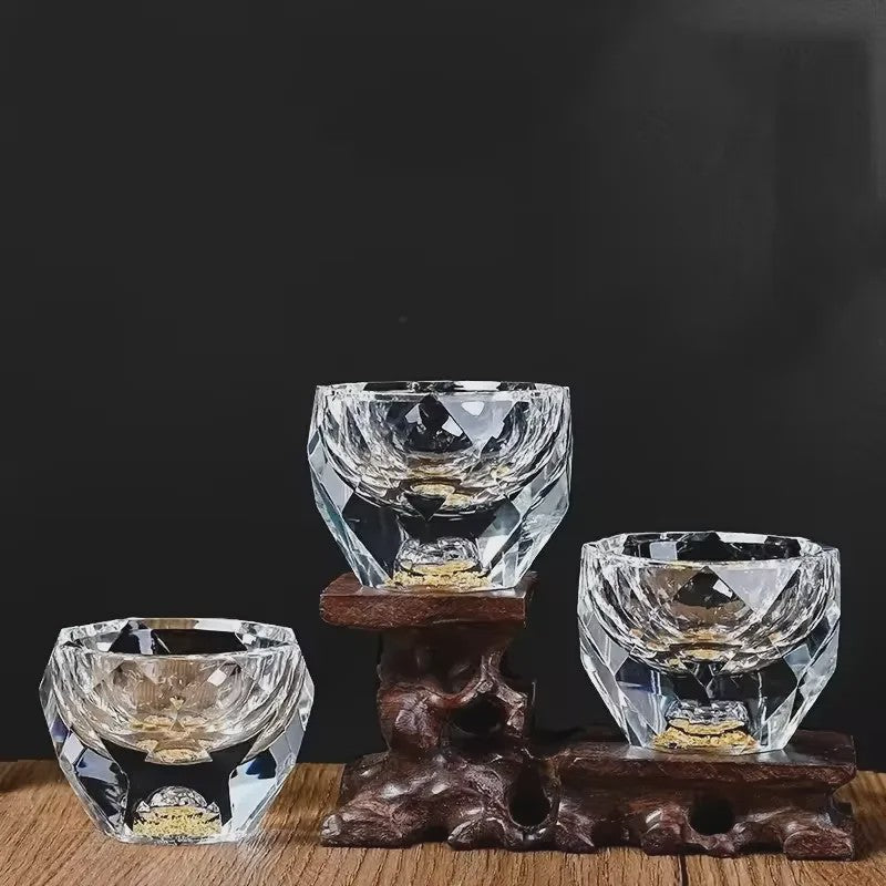 Luxe Kristalglas Shotglas 50ml met Dubbele Bodem en Goudfolie - Perfect voor Vodka, Sake of Thee