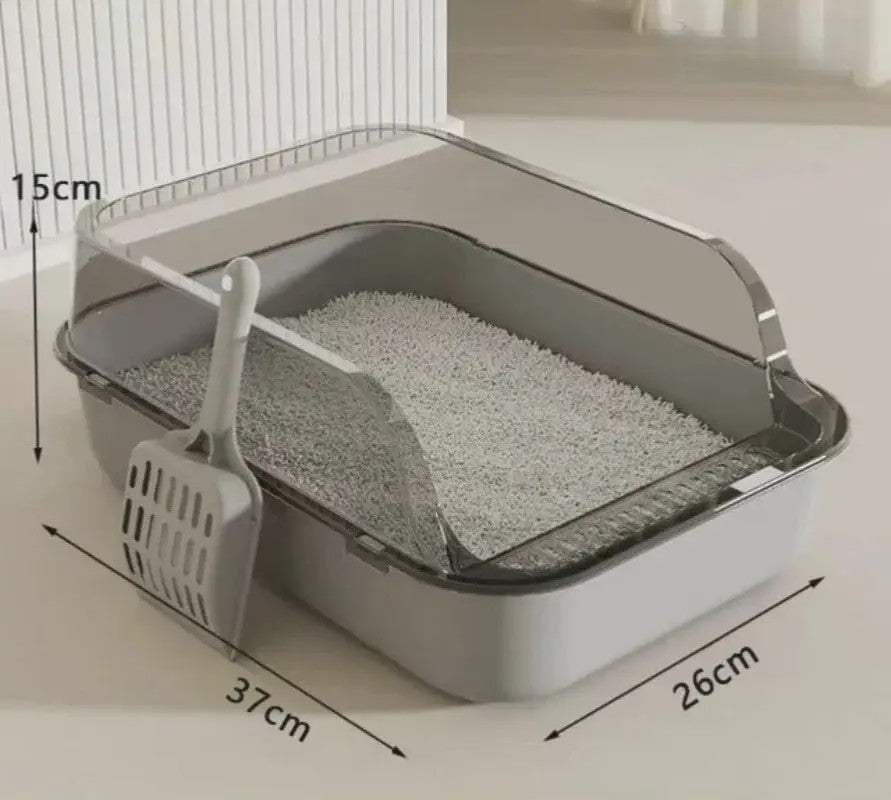 Semi-Gesloten Kattenbak met Hoge Randen - Spatwaterdicht en Ruim Toilet voor Kittens
