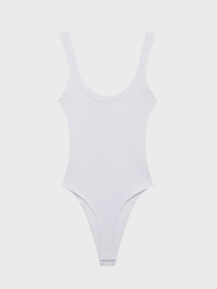 Dames Rib Gebreide Bodysuit met O-hals en Drukknoopsluiting - Comfortabel & Stijlvol