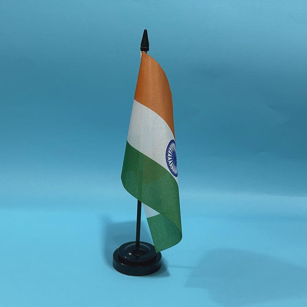 Indiase Bureauvlag 14x21cm Polyester - Officiële Vlag van India voor Bureau Decoratie