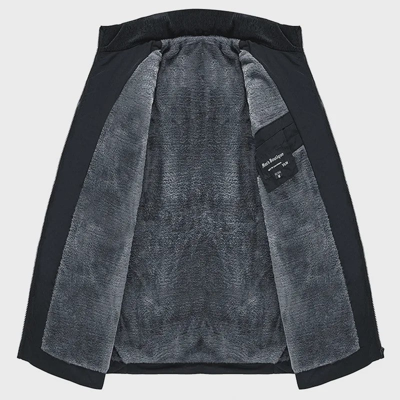 Warme Heren Puffer Jas met Pluche Voering en Opstaande Kraag - Winter Parka