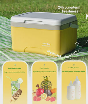 Robuuste Gele Koelbox - 9/15/24L, Valbestendig & 50kg Draagkracht