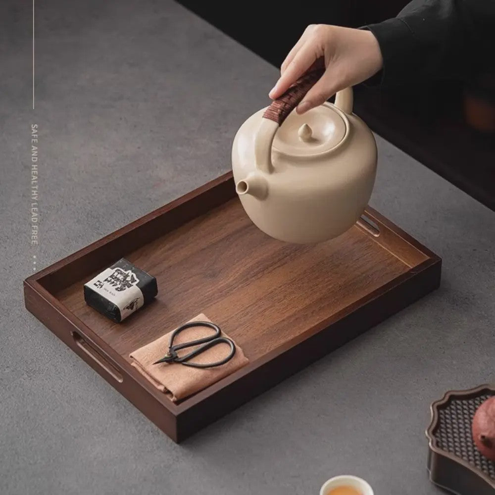 Luxe Houten Serveerplank met Handvat - Bamboe & Walnoot Kleur