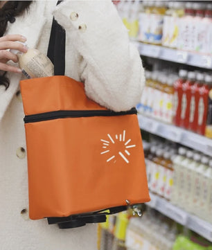 2-in-1 Opvouwbare Boodschappentrolley met Wielen - Handige Draagtas