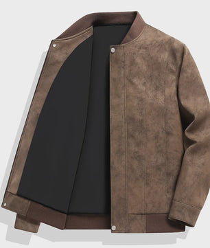 Herfst/Winter Heren Suède Bomberjack met Baseballkraag - Casual & Zakelijk