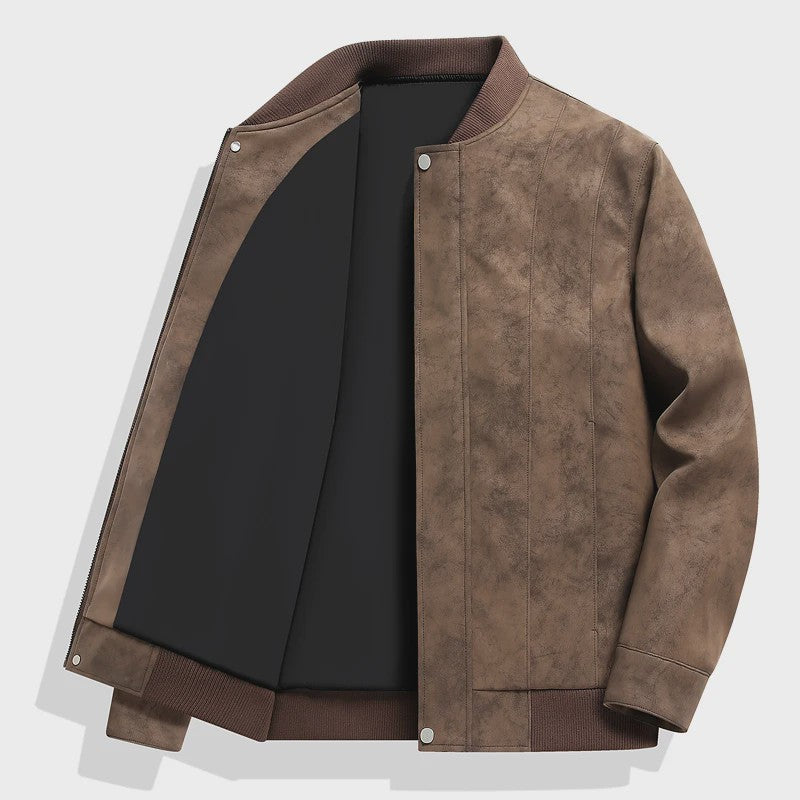 Herfst/Winter Heren Suède Bomberjack met Baseballkraag - Casual & Zakelijk