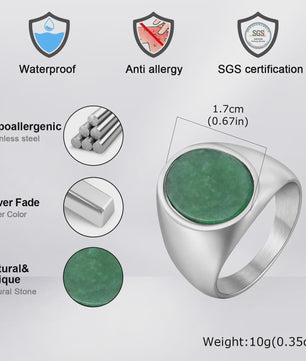 Stijlvolle Heren Ring van Natuursteen (Turquoise/Groen) - Roestvrij Staal Zegelring