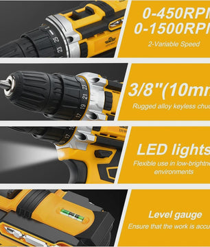 LYUWO Oplaadbare Elektrische Boormachine - Schroefmachine met Slagfunctie en Makita Batterij Compatibiliteit