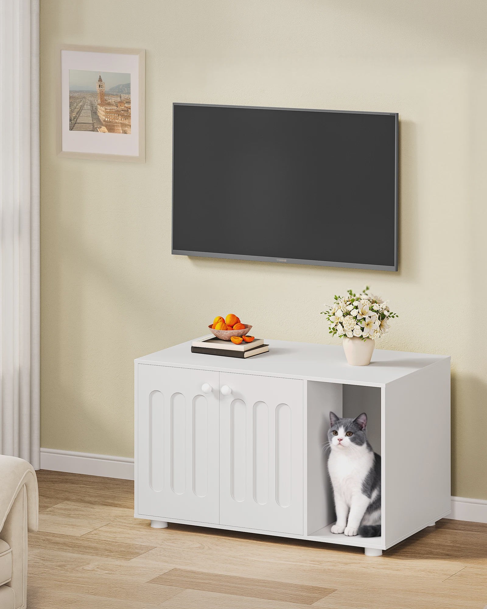 Stijlvolle Katten Toiletkast met Deur en Divider - Modern Design