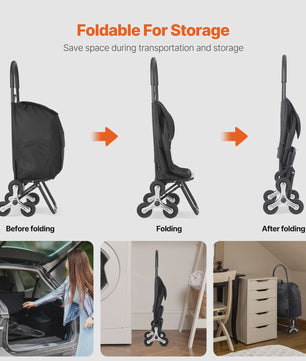 Opvouwbare Boodschappentrolley 36L met Trapliftfunctie - Draagkracht tot 50kg
