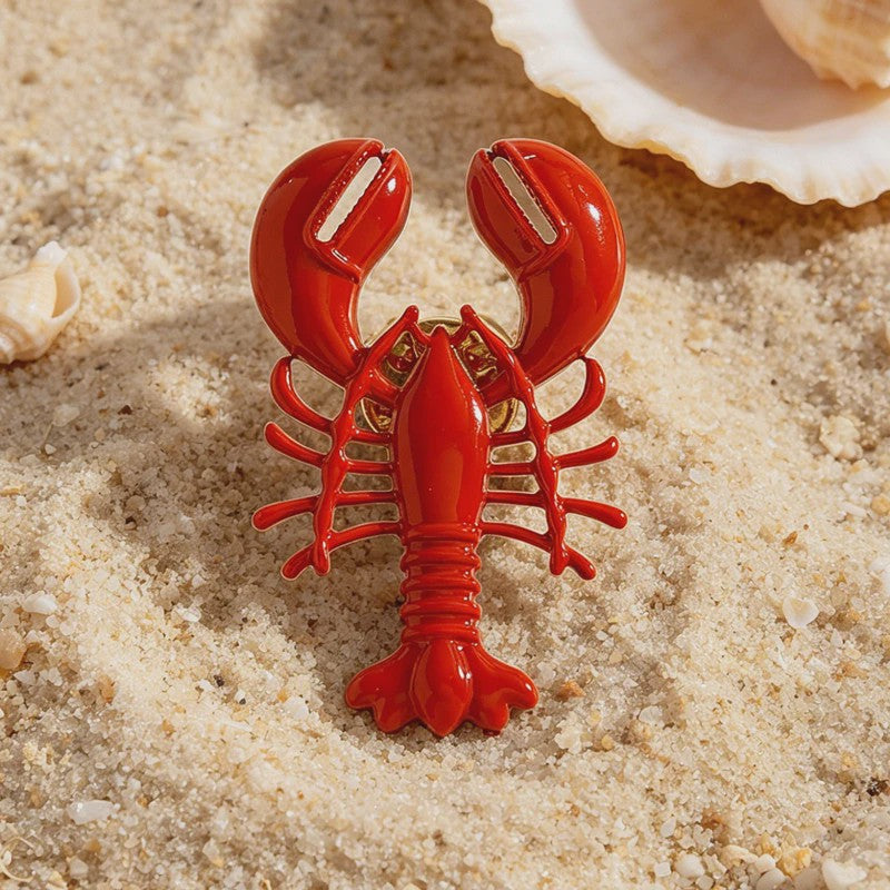 Set Rode Kreeft & Krab Broches - Zomer Accessoires voor Dames