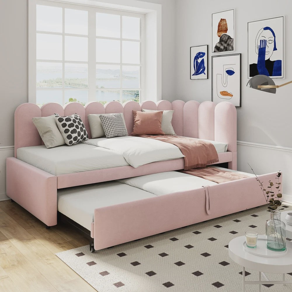 Multifunctionele Velours Sofa Bed met Uitschuifbaar Gastenbed - Ruimtebesparend Design
