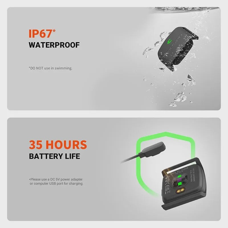 COOSPO HW9 HRM Sensor Armband Heart Rate Monitor with HR Zones/Calories for Fitness Running BLE5.0 ANT+ for Peloton,Zwift,Wahoo