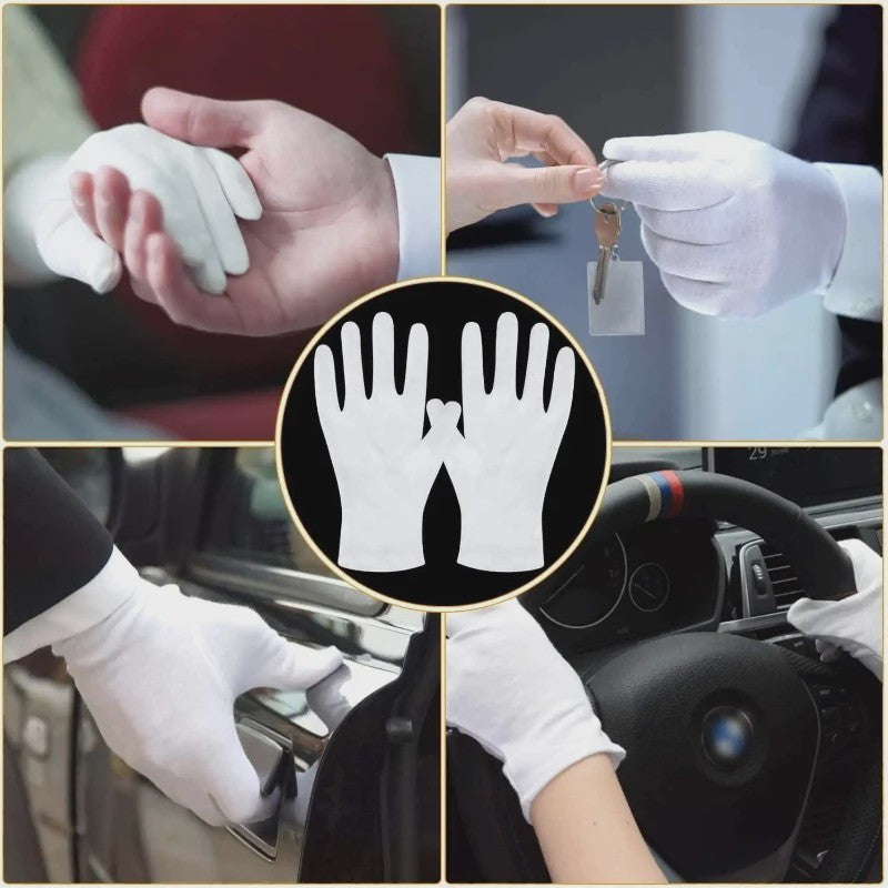 12 Paar Witte Katoenen Handschoenen - Cosmetica, Handverzorging & Bescherming
