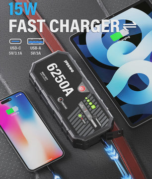 AdoreTrip 6250A Auto Startkabels & Powerbank - 12V Accu Booster voor Auto's en SUV's