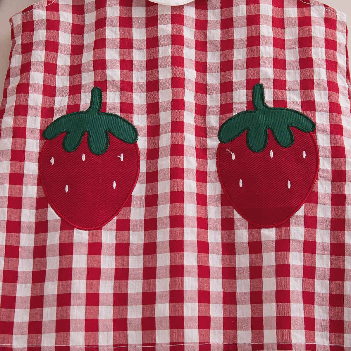 Zomerjurk Baby Meisje Rood Wit Geruit met Aardbeien - Casual en Schattig