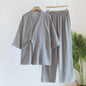 Luxe Katoenen Kimono Pyjama Set Heren - 2 Delig met Lange Broek en Zakken