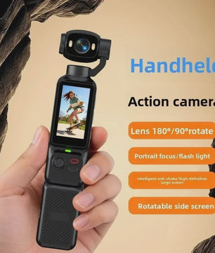 4K Handheld Gimbal Action Camera met 180° Draaibare Lens, Anti-Shake & Fill Light voor Vlogs & Outdoor Sport