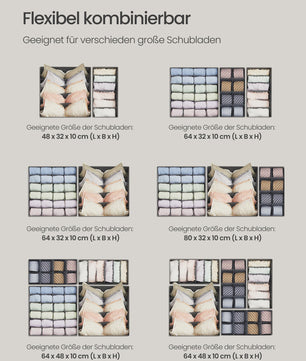 Set van 8 Opvouwbare Lade-Organizers voor Ondergoed, Sokken en Accessoires