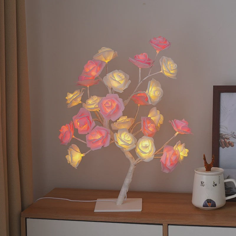 Sfeervolle Rozenboom Tafellamp - Multicolor LED Nachtlampje, USB-Powered Decoratie
