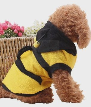 Schattige Bijen Fleece Hoodie voor Honden en Katten - Warm & Feestelijk Kostuum
