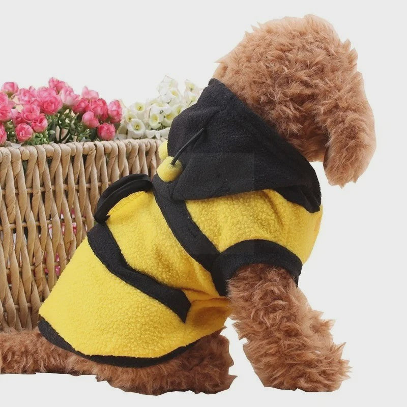 Schattige Bijen Fleece Hoodie voor Honden en Katten - Warm & Feestelijk Kostuum