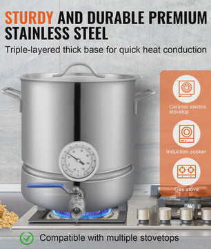 5 Gallon RVS Brouwketel met Thermometer, Kraan en Filter - Ideaal voor Bierbrouwen