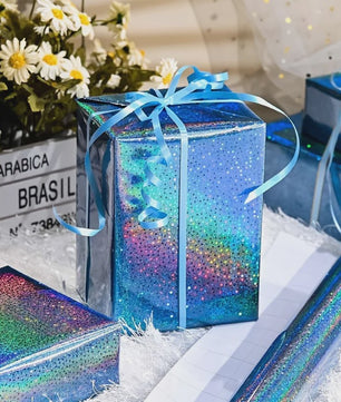 Holografisch Sterren Cadeaupapier Blauw - Glanzend & Feestelijk