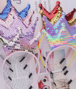 Crown Headband Sequins Hair Bands Women Girls Hair Accessories for Birthday Party Favors Hair Decoration Supplies