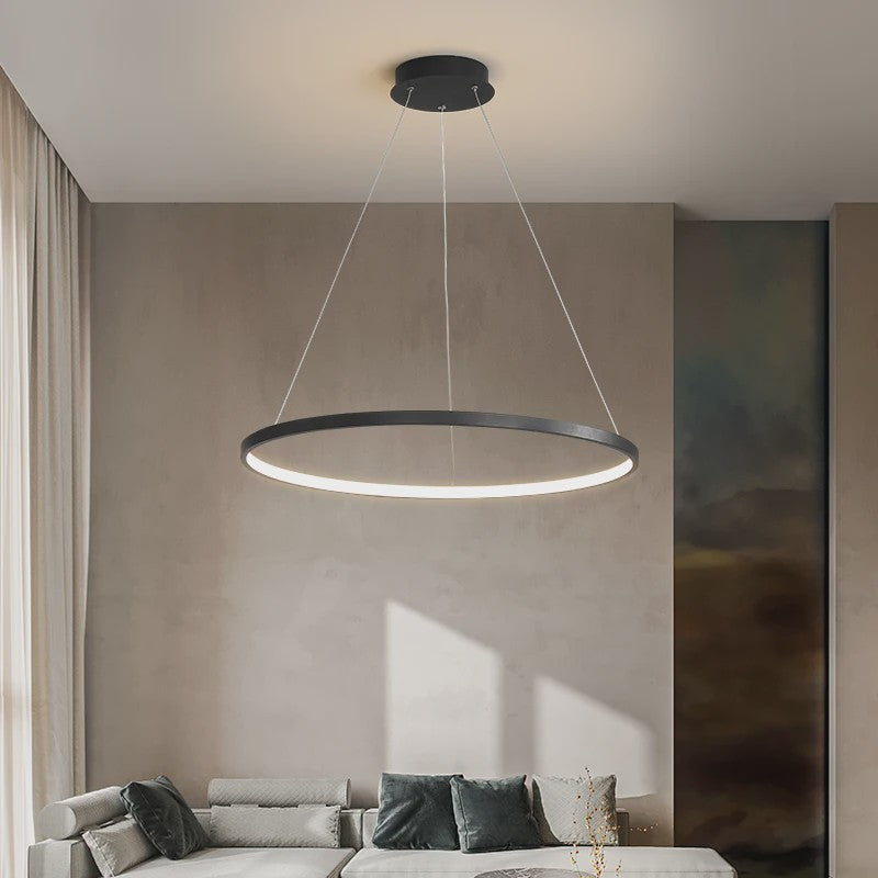 Moderne Ronde LED Plafondlamp Zwart/Wit - Dimbaar Hanglamp voor Keuken en Woonkamer