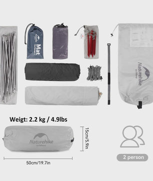 Naturehike Mongar 2-Persoons Tent: Ultralicht, Waterdicht & Duurzaam voor Outdoor Avonturen