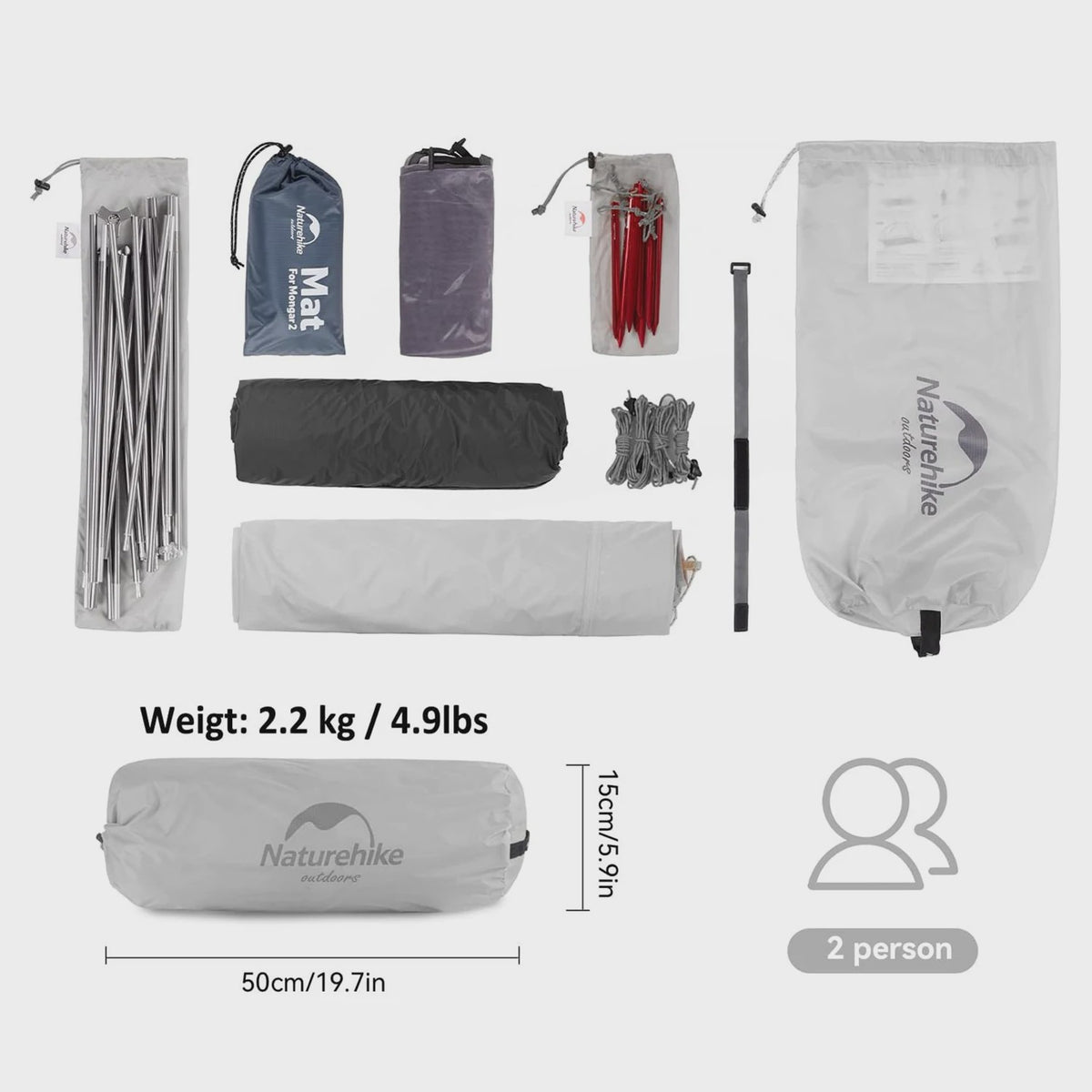 Naturehike Mongar 2-Persoons Tent: Ultralicht, Waterdicht & Duurzaam voor Outdoor Avonturen
