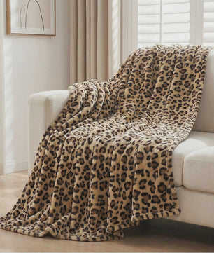 Luxe Leopard Print Fleece Plaid - Zacht & Warm voor Bank en Sofa