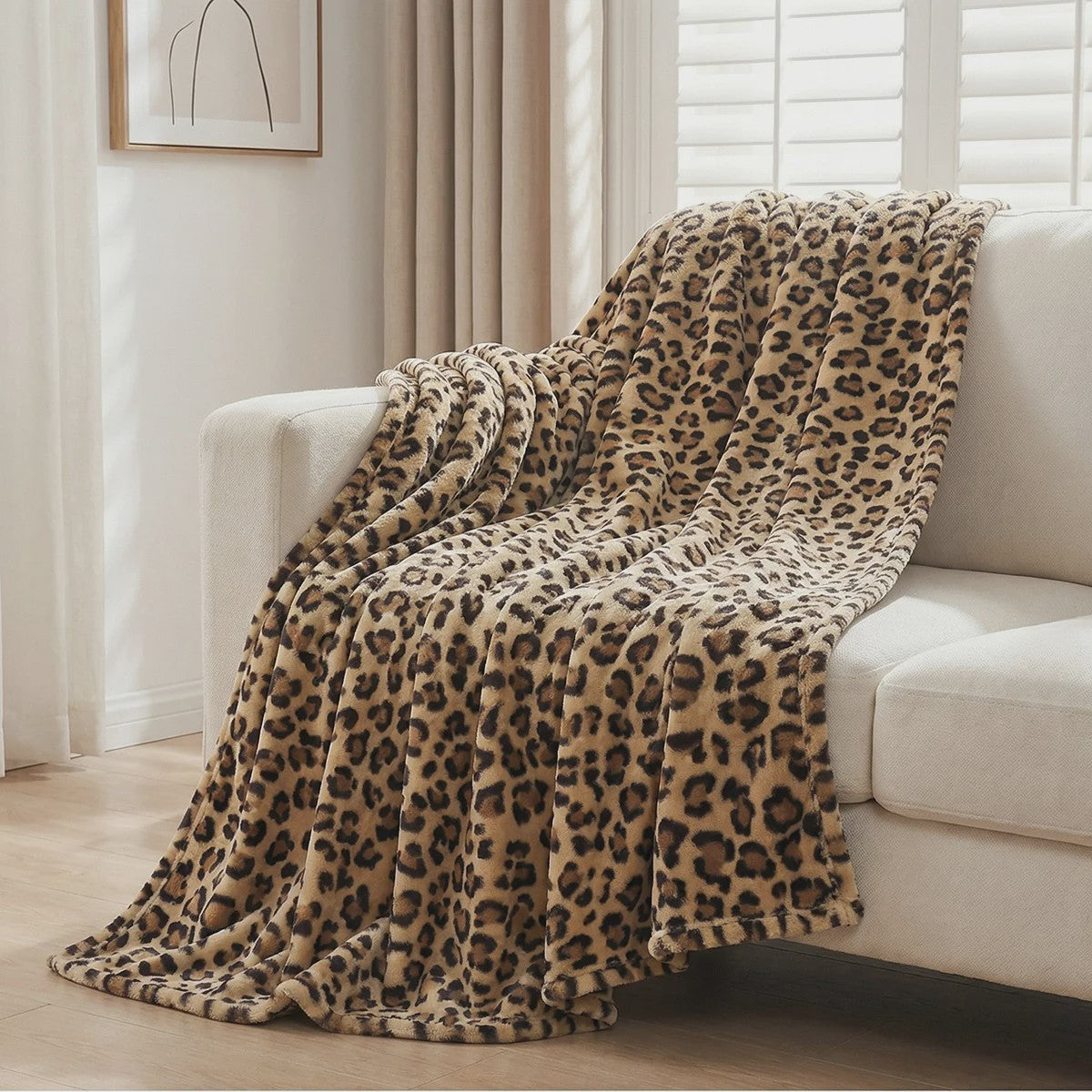 Luxe Leopard Print Fleece Plaid - Zacht & Warm voor Bank en Sofa