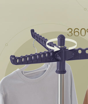 SONGMICS Opvouwbaar Kledingrek - RVS Droogrek met 360° Draaibare Arm, 27 Stuks Capaciteit