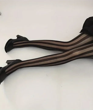 Dames Vintage Panty met Brede Verticale Strepen - Sexy, Doorzichtig en Retro Stijl