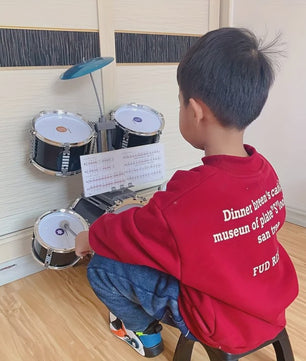 Mini Drumstel voor Kinderen - Rode Electroplated Beginnersset - Perfect voor Thuis Oefenen