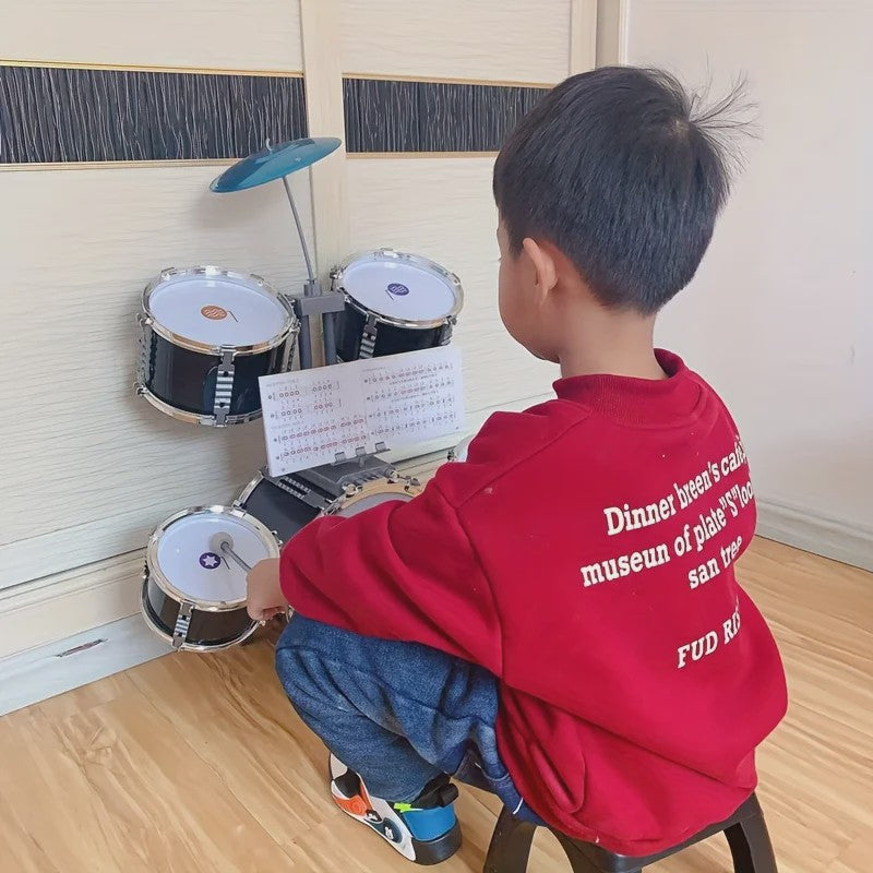 Mini Drumstel voor Kinderen - Rode Electroplated Beginnersset - Perfect voor Thuis Oefenen