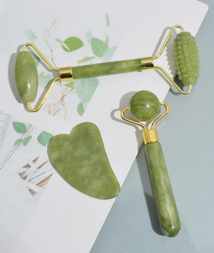 Natuurlijke Jade Roller & Gua Sha Set - Gezichts- en Lichaamsmassage voor Ontspanning en Lifting