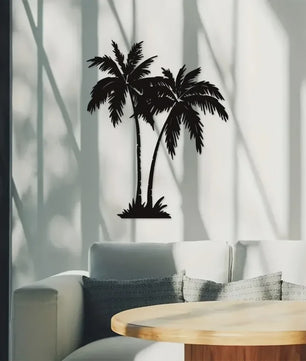 Tropische Palmboom Metaal Wanddecoratie - Buiten & Binnen - Strandhuis Stijl